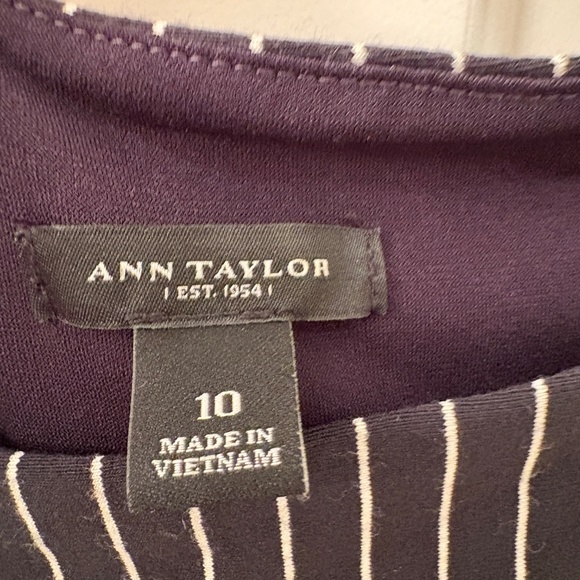 Ann Taylor Black and White Sleeveless Striped Midi Dress - Picture 5 of 7